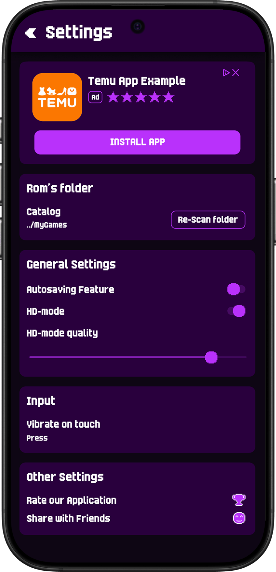 Retro Game Emulator App Screenshot 2