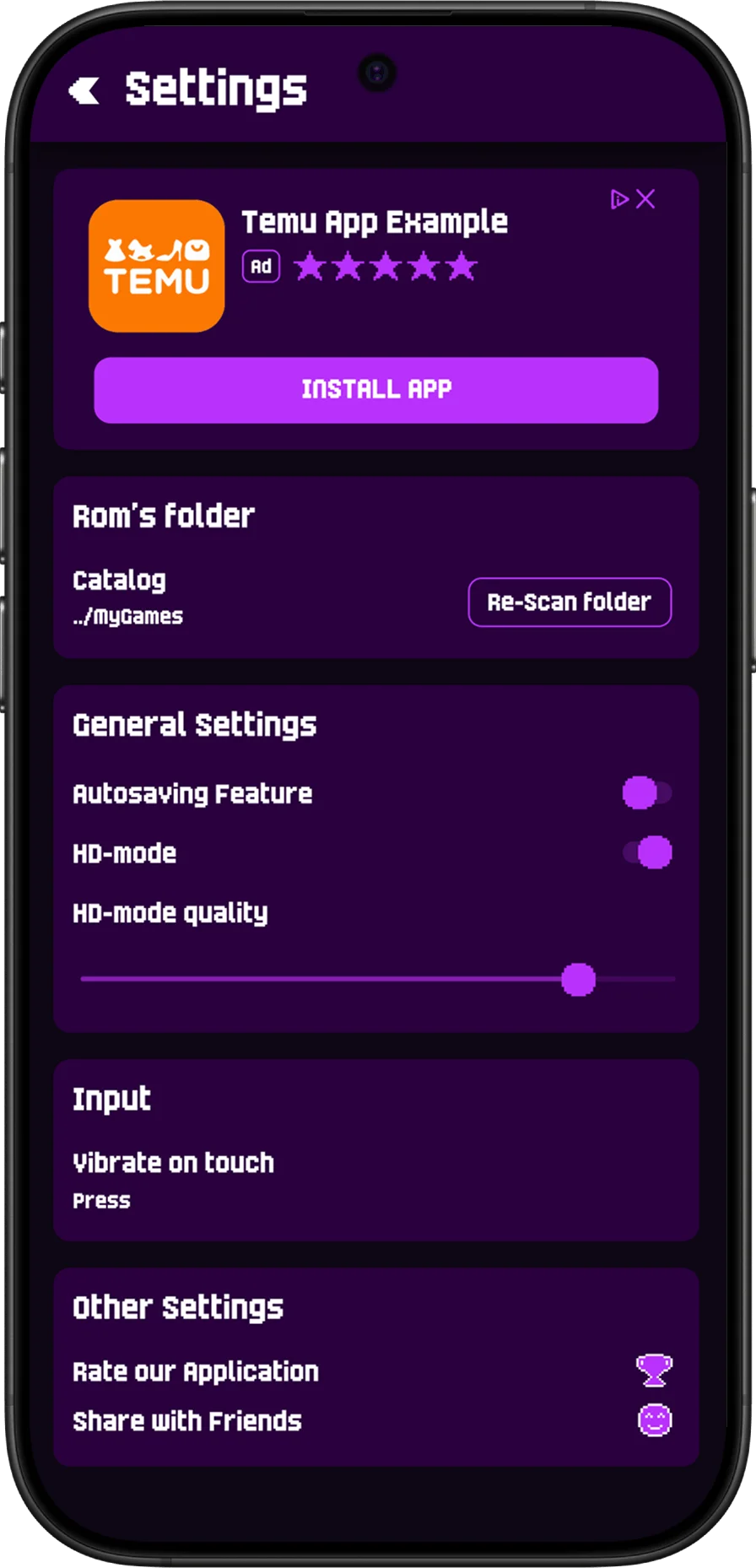 Retro Game Emulator App Screenshot 2